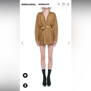 Norma Kamali, NWT, oversized shirt mini dress with belt, color woods, Me…